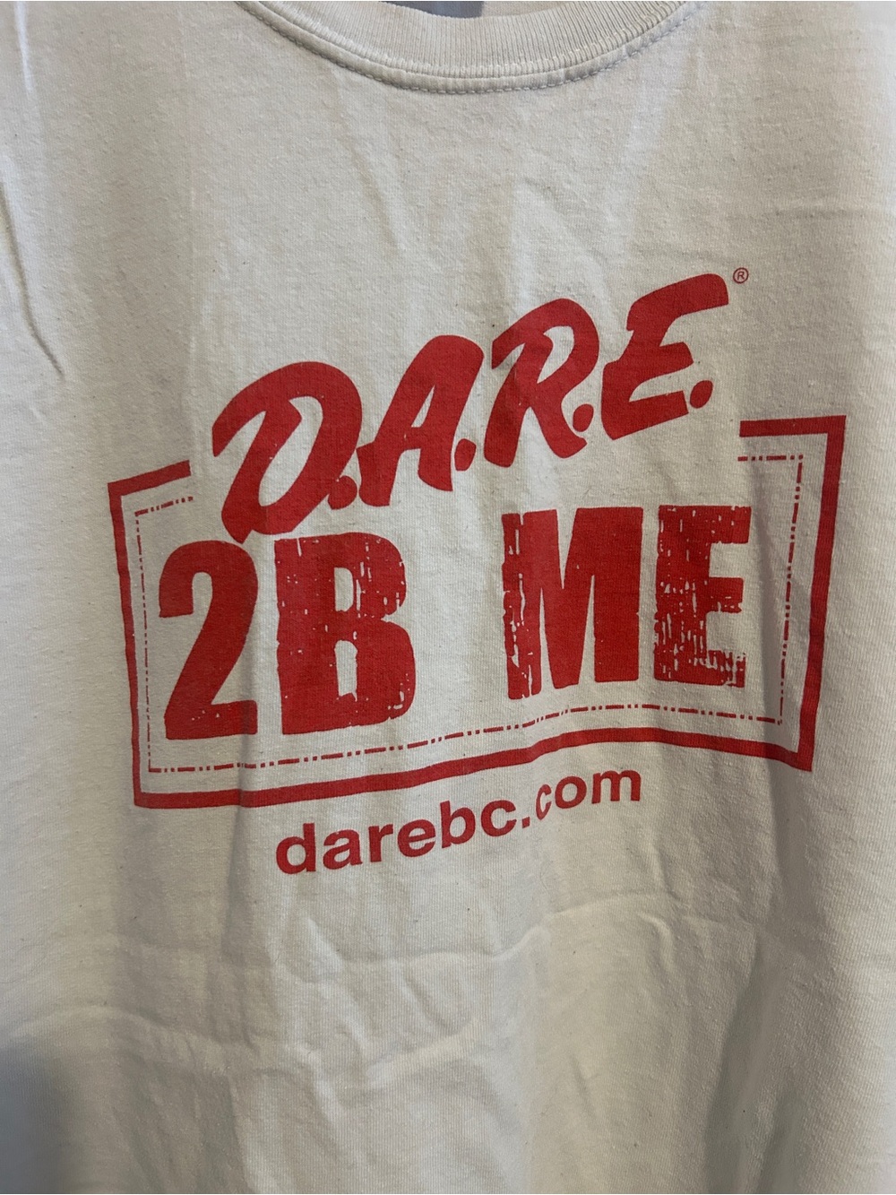 Gildan White Short Sleeve Tee with Red D.A.R.E. 2B ME Graphic